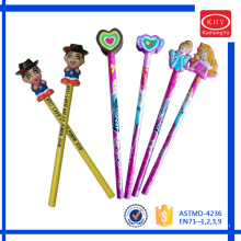 School Stationery full printing lovely customized rubber HB pencil